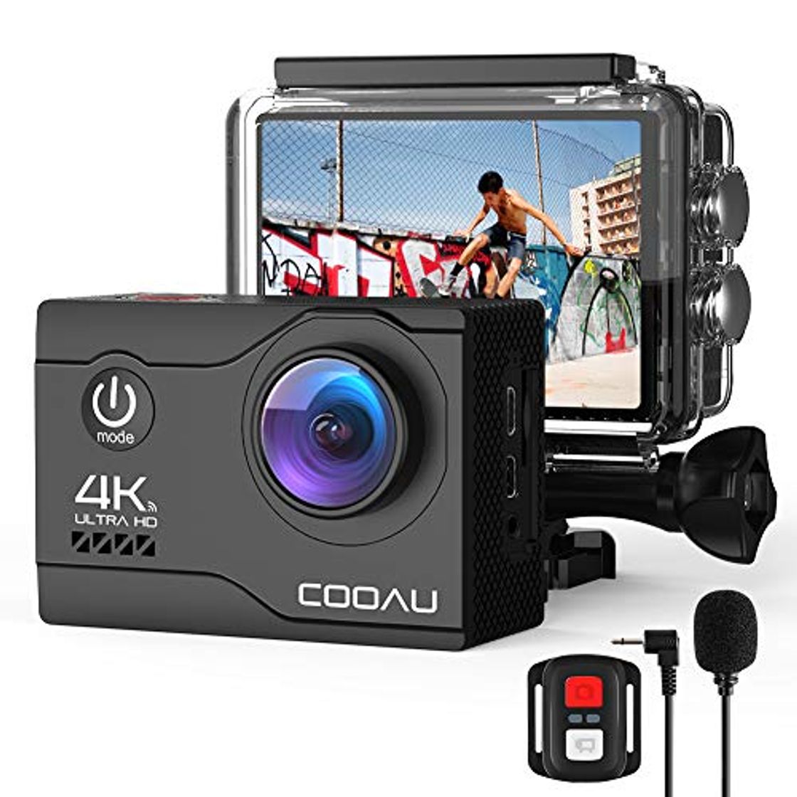 Electrónica COOAU 4K Camara Deportiva 20MP WiFi Sumergible hasta 40 Metros Vlog Cámara