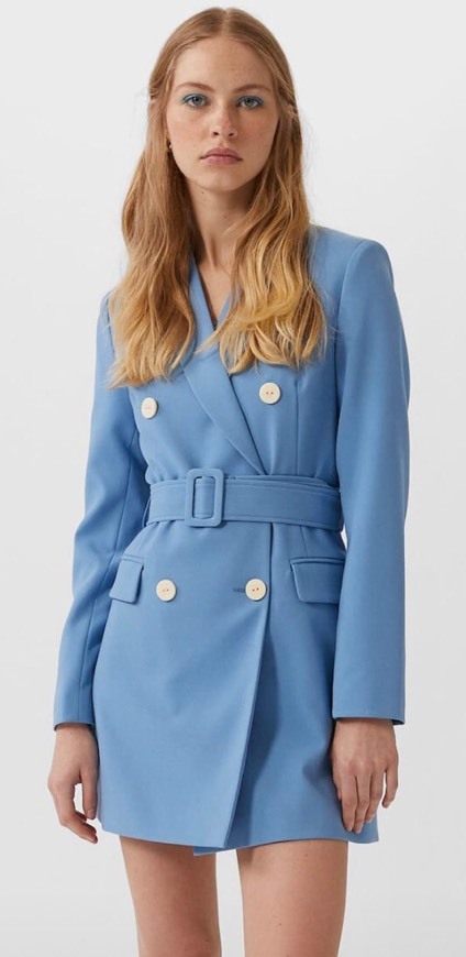 Fashion Stradivarius Blazer Vestido Azul