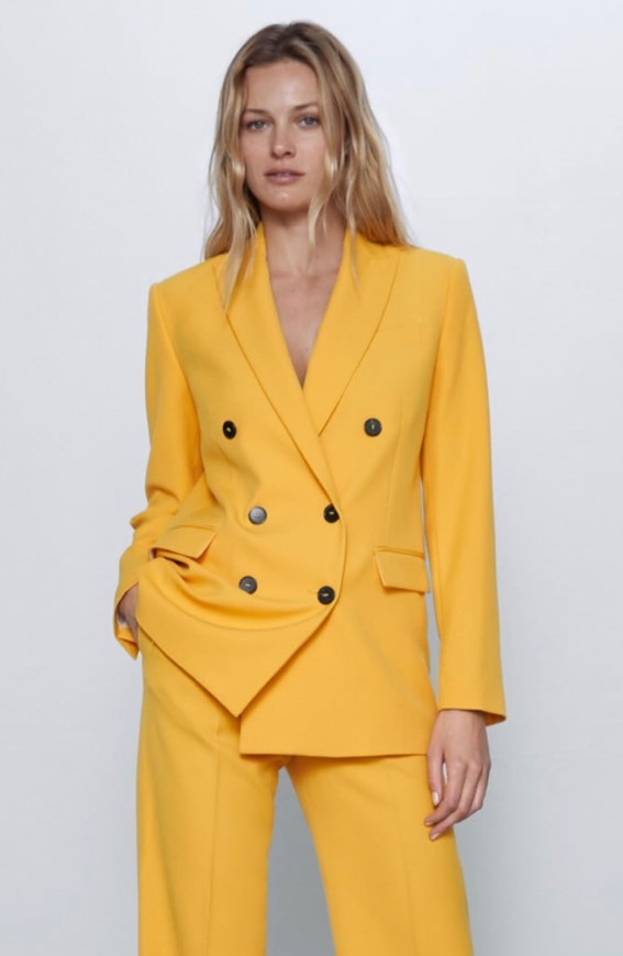 Fashion Blazer Amarelo com Botões ZARA