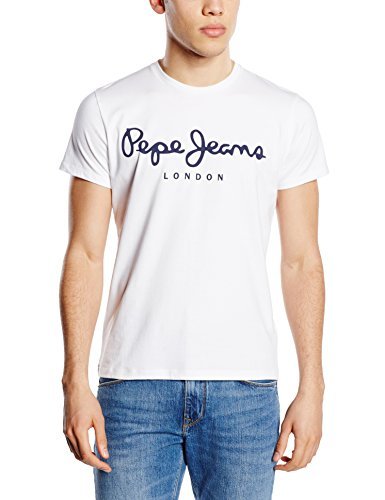 Moda Pepe Jeans Original Stretch PM501594 Camiseta, Blanco