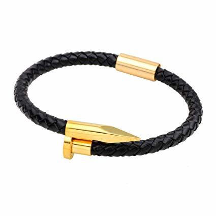YGSVT - Pulsera de Piel para Hombre con Soporte de Acero y