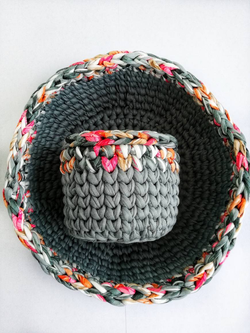 Cesto trapilho azul acinzentado 