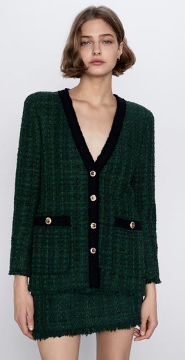 Casaco verde em tweed 