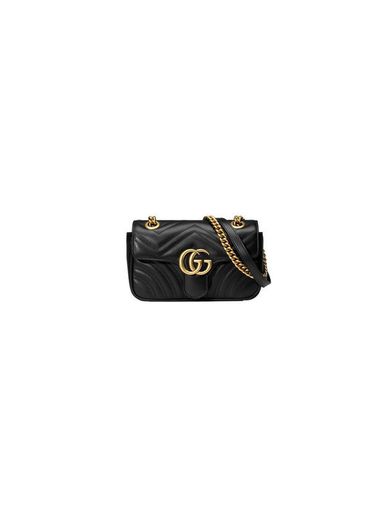 Black Leather GG Marmont Small Matelassé Shoulder Bag With ...