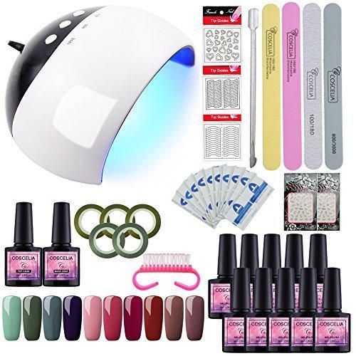 Lugar Saint-Acior 24W UV/LED Lámpara Secador de Uñas Kit Uñas de Gel Esmaltes