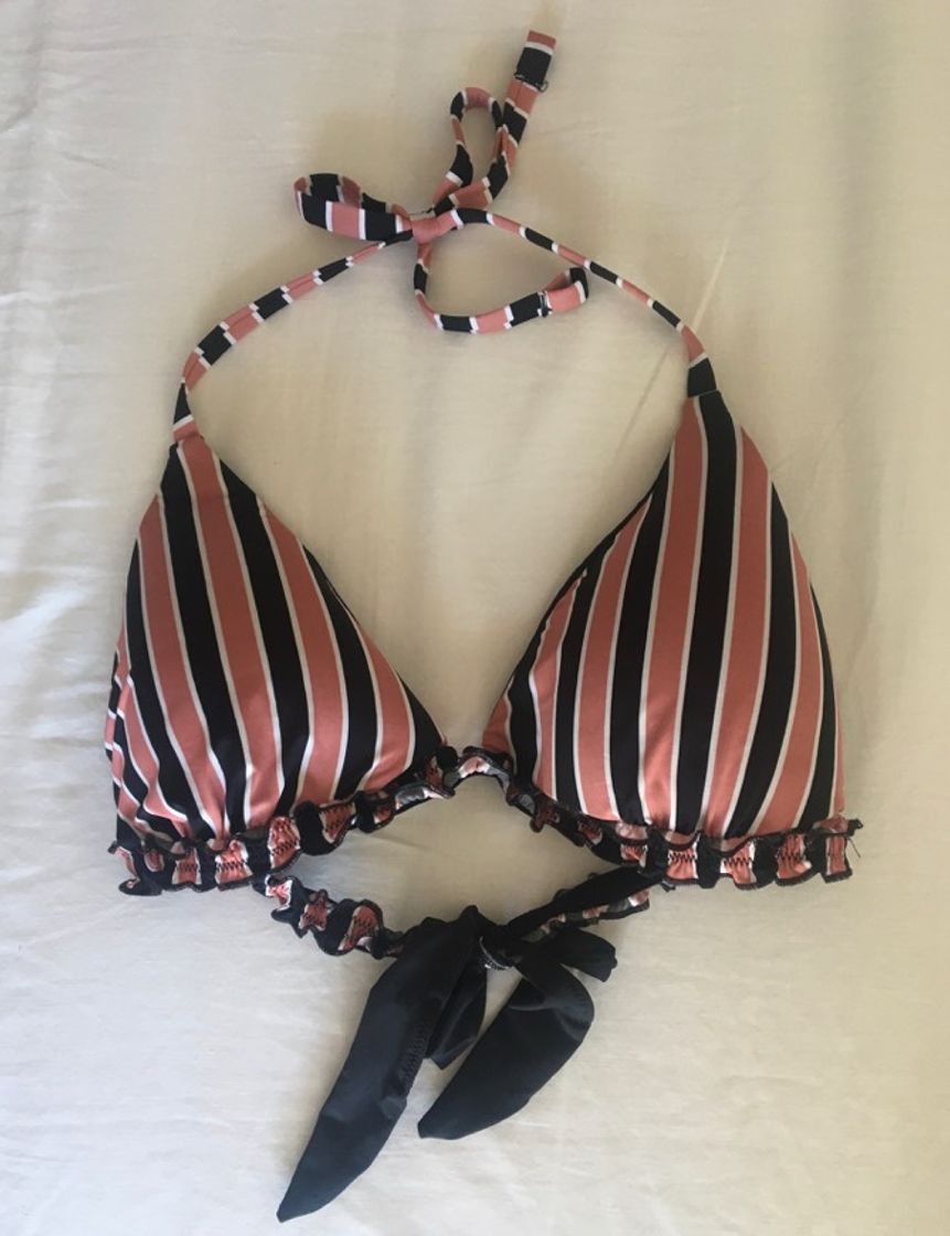 Moda Tezenis- Striped pattern triangle bikini top