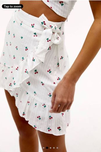 Loavies white cherry print ruffle skirt