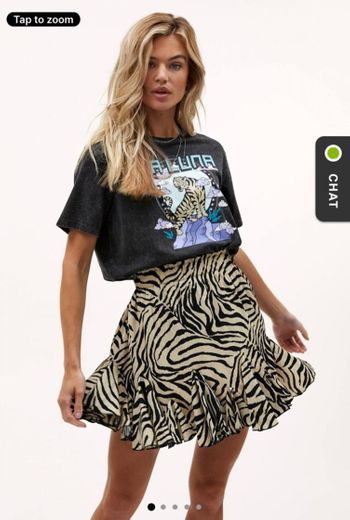 Loavies zebra print ruffle skirt