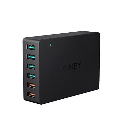AUKEY Quick Charge 3.0 Cargador USB 60W 6 Puerto Cargador Móvil para
