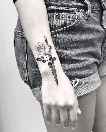 Rose - sword tattoo