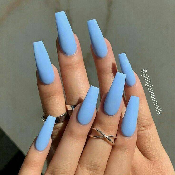 Moda Unhas azuis matte💙