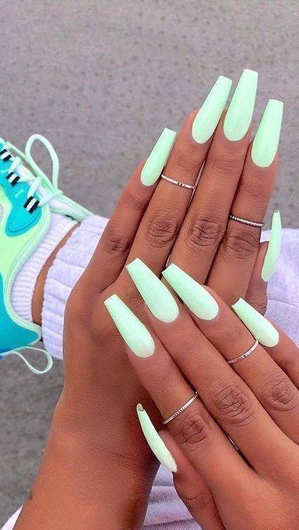 Moda Unhas verde água 