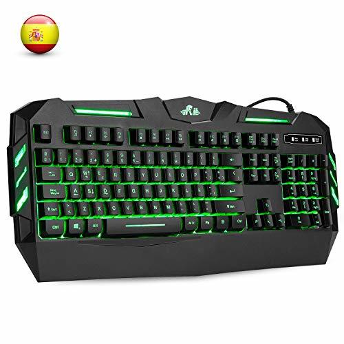 Product Rii RK900 Teclado Multimedia Gaming con sensibilidad mecánica, 7 Colores retroiluminado para