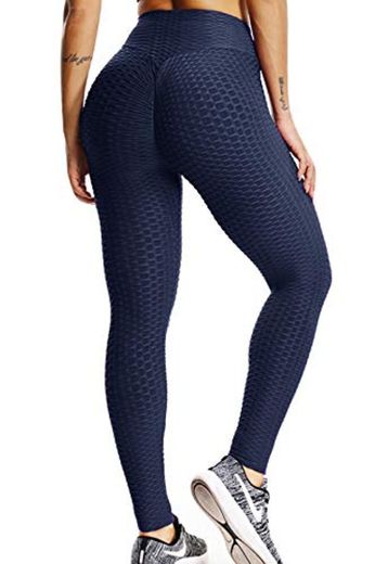 FITTOO Mallas Pantalones Deportivos Leggings Mujer Yoga Alta Cintura Gran Elásticos Fitness  Azul S