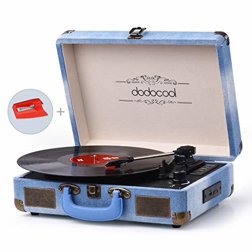 Electrónica dodocool Tocadiscos Blue Tooth de Estilo Vintage, Giradiscos de Tres Velocidades con