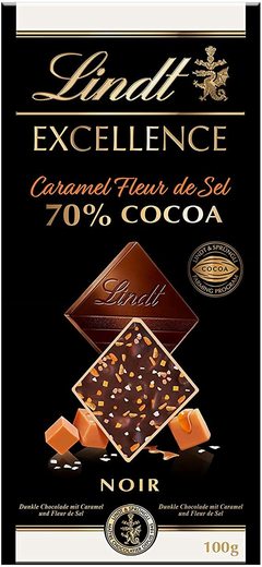 Tableta de chocolate negro Lindt Excellence 70% Cacao Caramelo y Flor de
