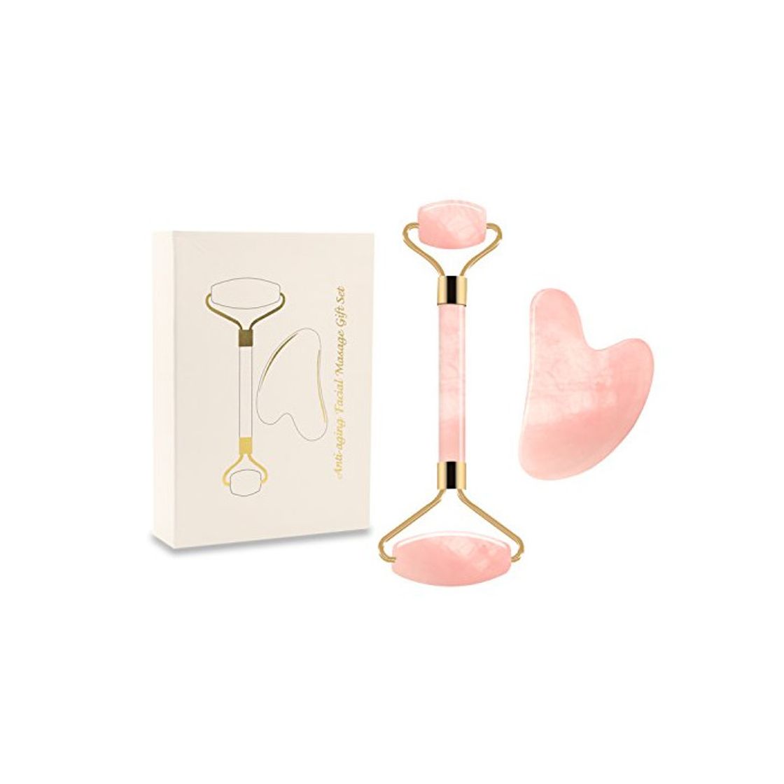 Social Jade Roller y Gua Sha raspado conjunto de herramientas faciales