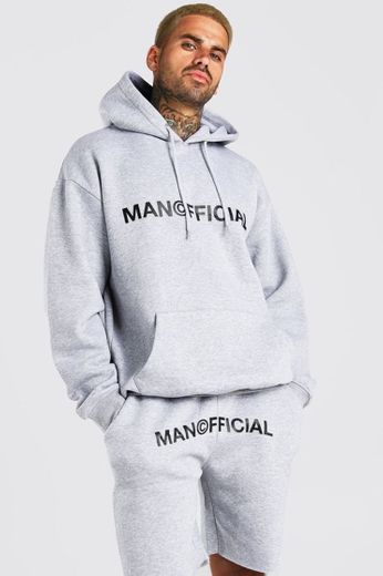 all over man printed hooded short tracksuit