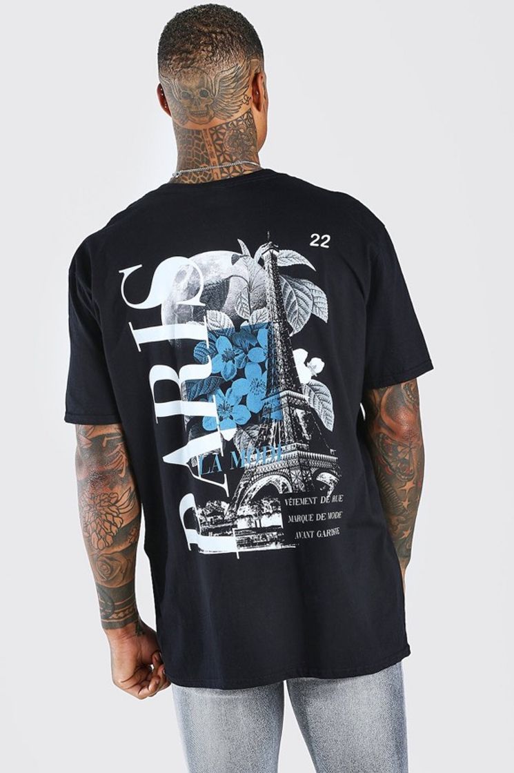 Moda Oversized Paris Graphic Back Print T-Shirt