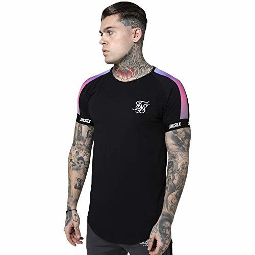 Fashion Sik Silk Hombre Camiseta Raglan Panel Fade Tech