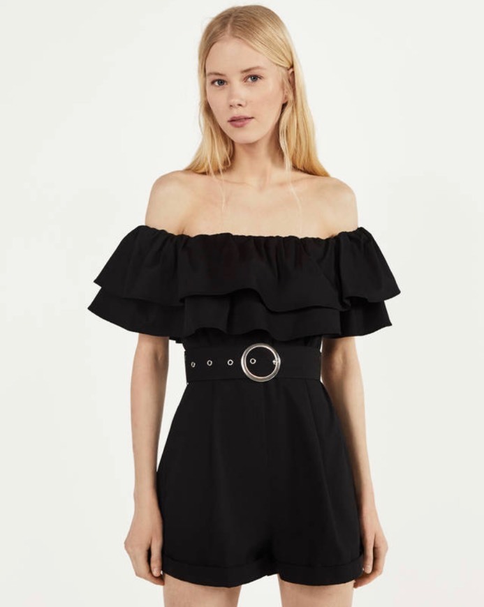 Social Macacão de popelina com folhos Bershka 