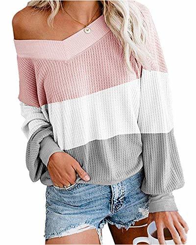 Social kenoce Jersey Mujer Otoño Suéter Fuera del Hombro Oversize Ancho Tejer Sueter