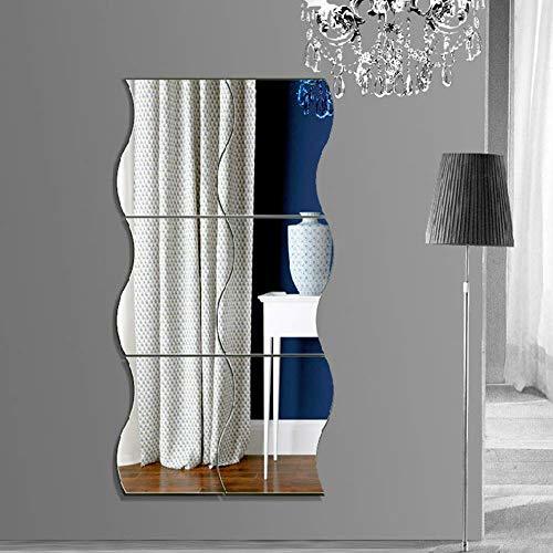 Home Lesai Espejo Pared Flexible 6pcs Forma Ondulada Espejos de Pared Autoadhesivo Espejos