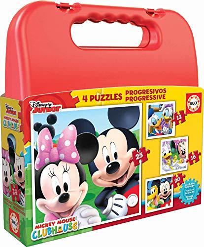 Producto Educa Borras - Maleta Puzzles Progresivos Mickey Mouse, 12-16-20-25