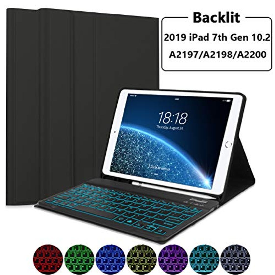 Upworld Funda para Teclado iPad 7th Gen con retroiluminación de 7 Colores