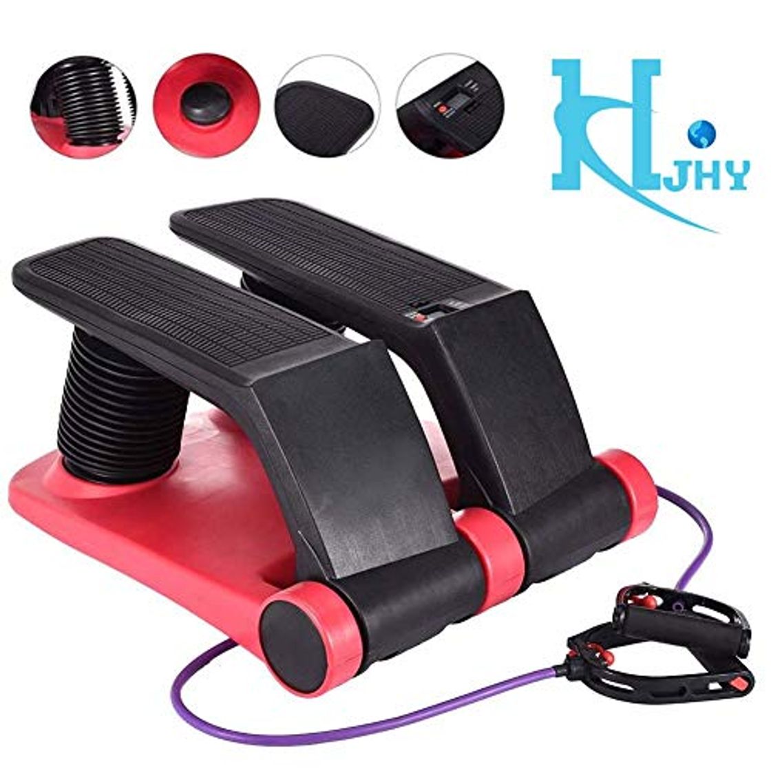 Product YLAN Mini Air Stepper Aerobio Aptitud Fitness Pedal Climber Step Exercise Machine con Resistance Band and LCD Display para Pérdida de Peso Deportiva