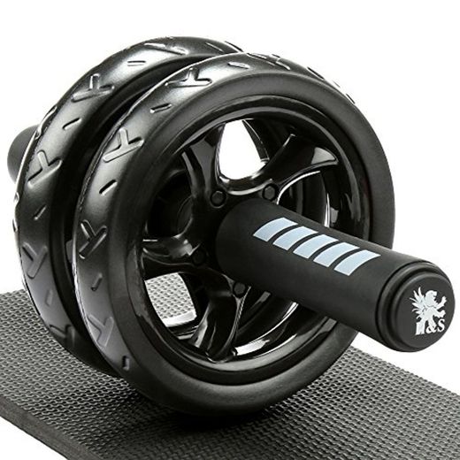 H&S Ab Abdominal Exercise Roller With Extra Thick Knee Pad Mat