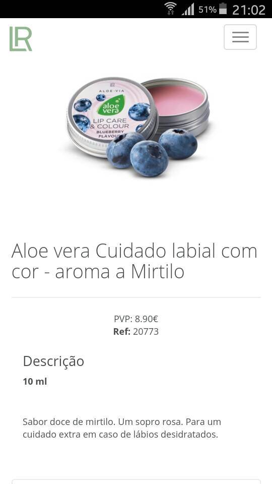 Products Aloe Vera cuidado labial com aroma a mirtilo