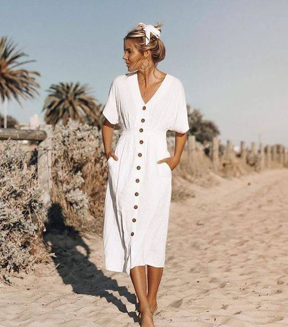 Fashion Vestido branco verão 