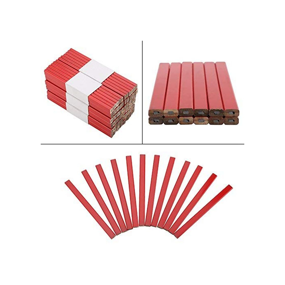 Lápices de carpintero - 72pcs 175mm Lápiz de carpintero octagonal rojo duro