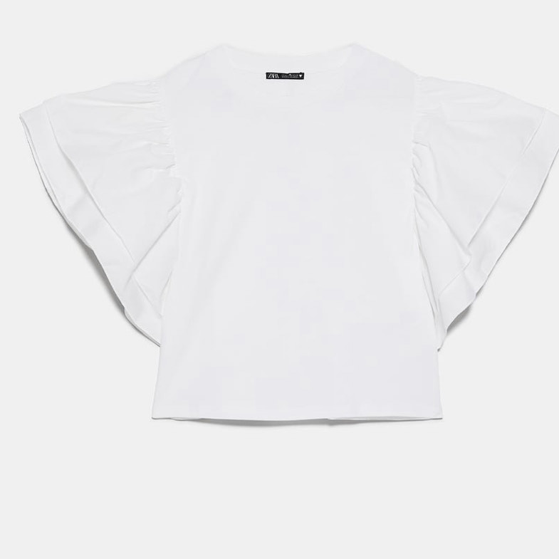 T-shirt combinada popelina branca