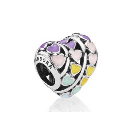 Producto Charm en plata de ley Corazones Radiantes Multicolor