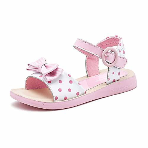 Product SXSHUN Sandalias de Cuero para Niñas Zapatos de Verano con Lazo y