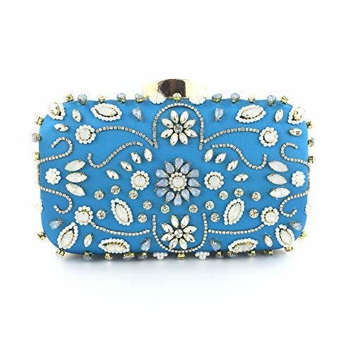 baihua Rhinestone Dinner Bag Bolso De Hombro De Embrague De Novia Azul