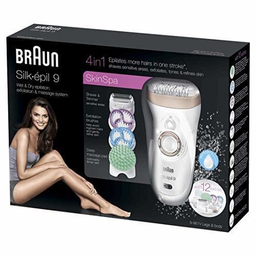 Braun Silk-épil 9 SkinSpa 9-961V - Depiladora para mujer eléctrica, sistema de
