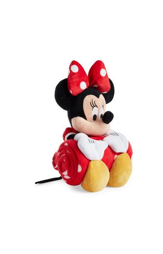 Peluche de Minnie Mouse con manta roja