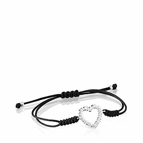 Place TOUS Pulsera San Valentín corazón de Plata y Cordón Negro