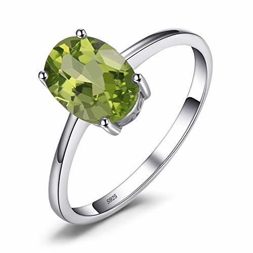 Place JewelryPalace Anillo de Compromiso Solitario 1.4ct Oval Genuino Peridoto verde Natural Piedra