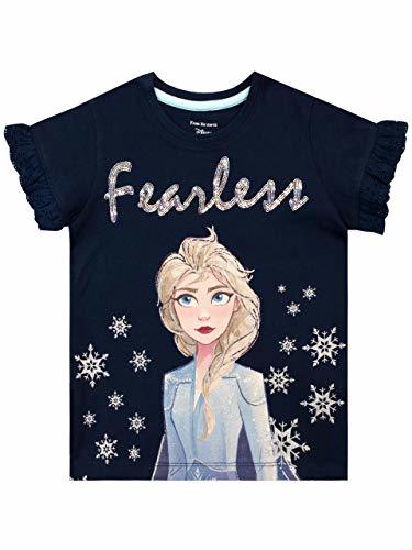 Lugares Disney Camiseta de Manga Corta para niñas Frozen Elsa Azul 2-3 Años