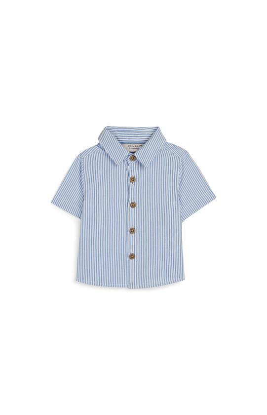 Producto Camisa azul a rayas de cutí para bebé niño