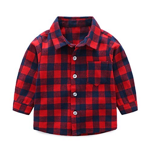 Place Niños Bebé Camisa de Cuadros Manga Larga Camiseta Algodón Shirt Tops Blusa
