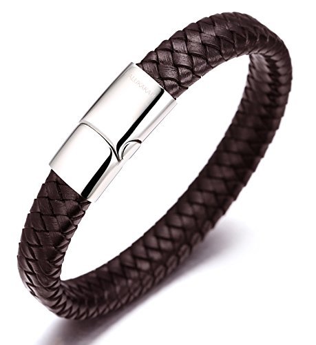 Place Halukakah ● Solo ● Pulsera Hombre Cuero Genuina Marrón con Cierre Magnético