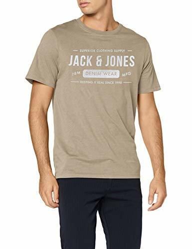 JACK & JONES Jjejeans tee SS Crew Neck Noos Camiseta, Beige