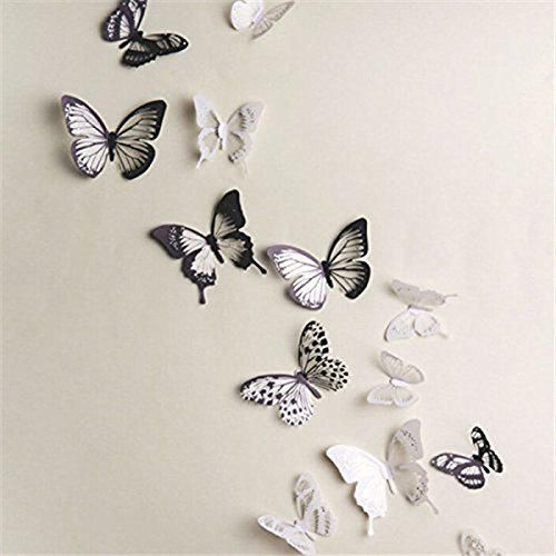 18 Piezas 3D Mariposa Pegatinas de Pared Adhesivo Etiquetas Mariposas Decoración de