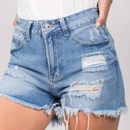 Social Calções de ganga cinta alta 