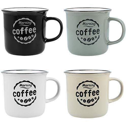 com-four® 4X Vintage Coffee Mug Morning Coffee - Taza de café de